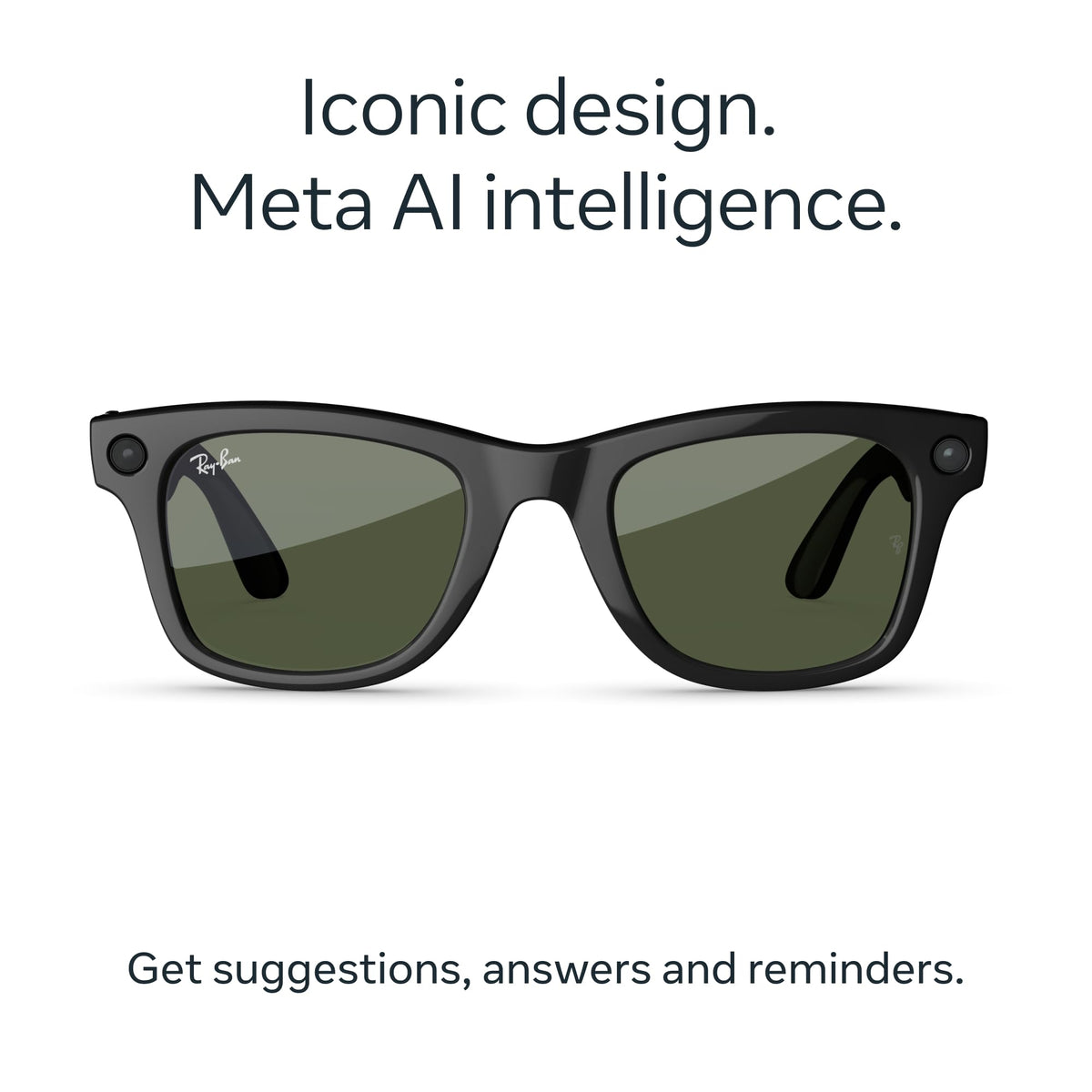 Ray-Ban Meta Gen 2 Wayfarer Smart Glasses - Shiny Black Frame, G15 Green Lens - Audio Camera AI - Like New