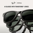 Ray-Ban Meta Gen 2 Wayfarer Smart Glasses - Shiny Black Frame - Transitions Graphite Lenses - Like New
