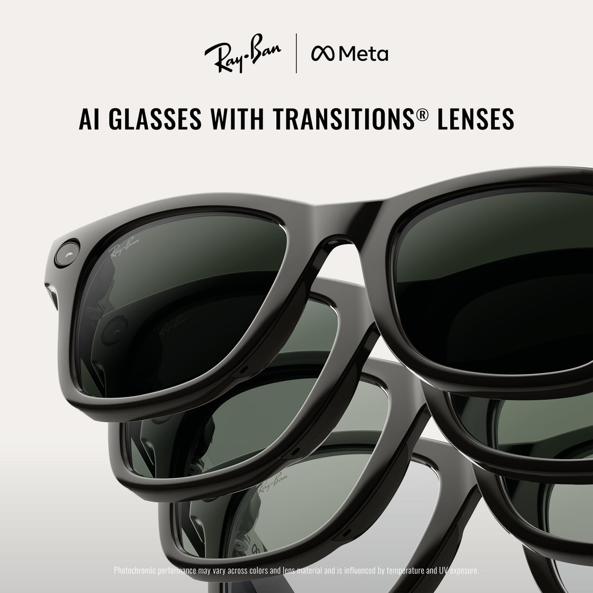 Ray-Ban Meta Gen 2 Wayfarer Smart Glasses - Shiny Black Frame - Transitions Graphite Lenses - Like New