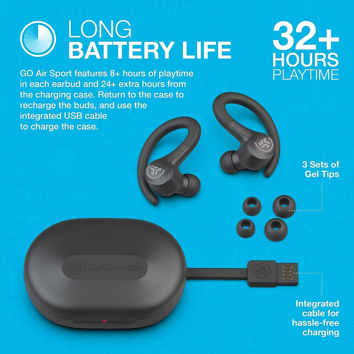 JLAB Go Air Sport pop Graphite - Like New