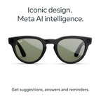 Ray-Ban Meta Gen 2 Headliner Smart Glasses - Shiny Black Frame, G15 Green Lenses - Wearable Tech Audio Sunglasses - Like New
