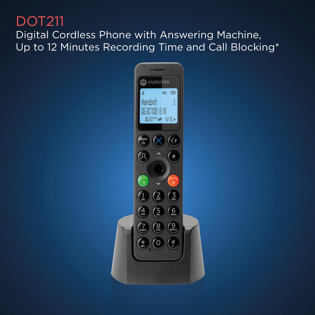 Motorola DOT211 Single Cordless DECT Phone - Home Office Landline Handset - Like New