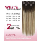 Moresoo Clip in Hair Extensions Roots Dark Natural Shadows 14 Inch 5pcs/80g - Damaged Box