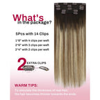 Moresoo Clip in Hair Extensions Roots Dark Natural Shadows 14 Inch 5pcs/80g - Damaged Box