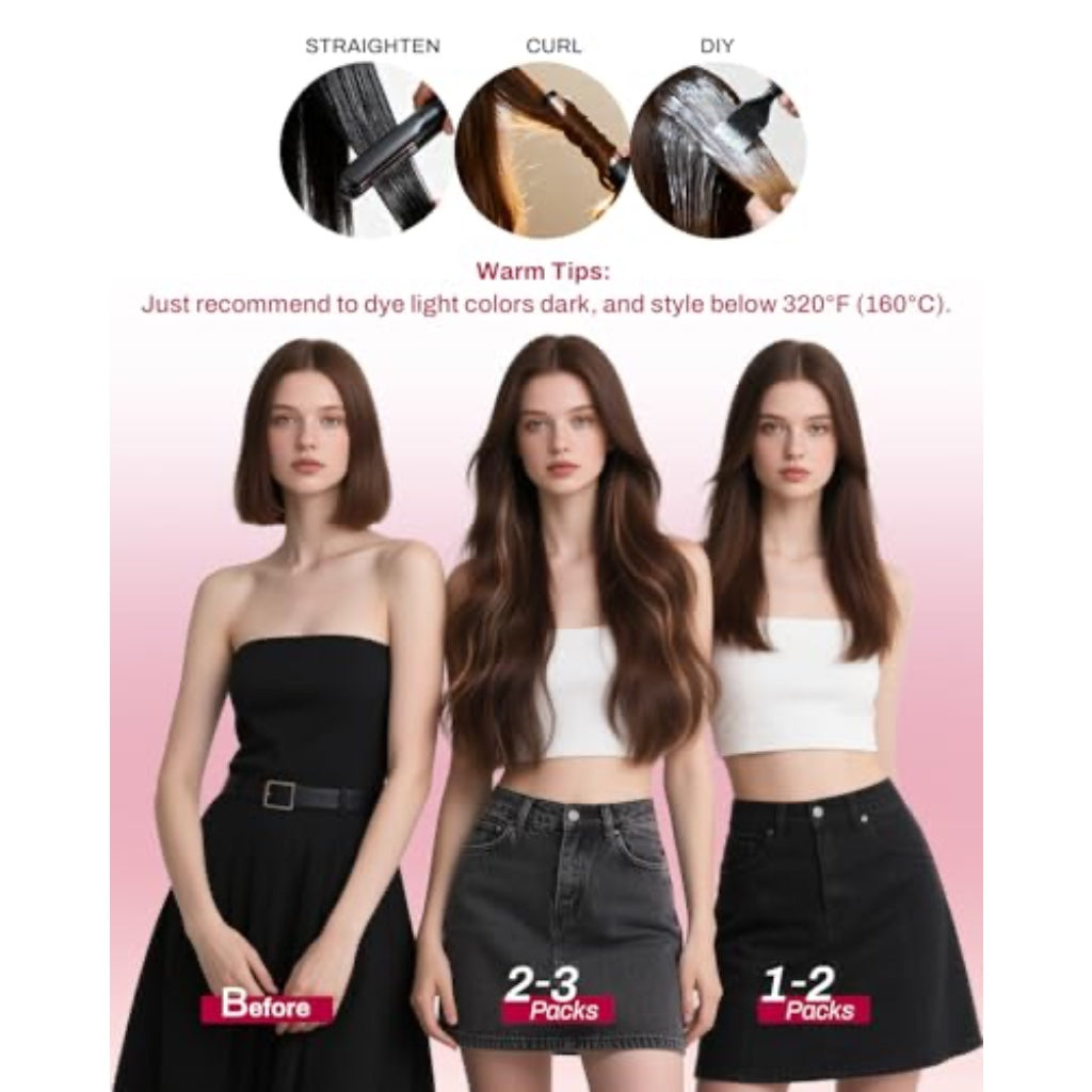 Moresoo Clip in Hair Extensions Real Human Hair Silky 18 Inch 135G 7pcs - Damaged Box