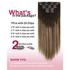 Moresoo Clip in Hair Extensions Real Human Hair Silky 18 Inch 135G 7pcs - Damaged Box