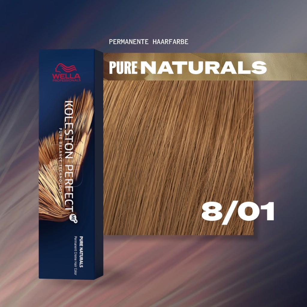 Wella Koleston Perfect MePlus Pure Naturals Permanent Hair Colour Cream, No. 8/01 Ash Natural Light Blonde, 0.66 kg 8005610652467 - Damaged Box