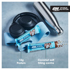 Optimum Nutrition Protein Bars - Chocolate Sweet Coconut - 12 x 59g - Soy Protein - Pre/Post Workout Gym Snack - Damaged Box - BBE 07/2026