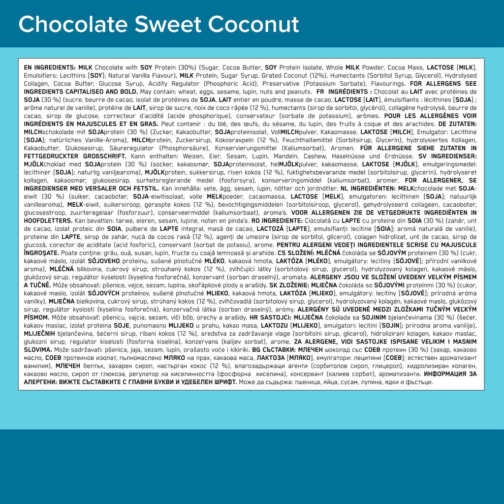 Optimum Nutrition Protein Bars - Chocolate Sweet Coconut - 12 x 59g - Soy Protein - Pre/Post Workout Gym Snack - Damaged Box - BBE 07/2026