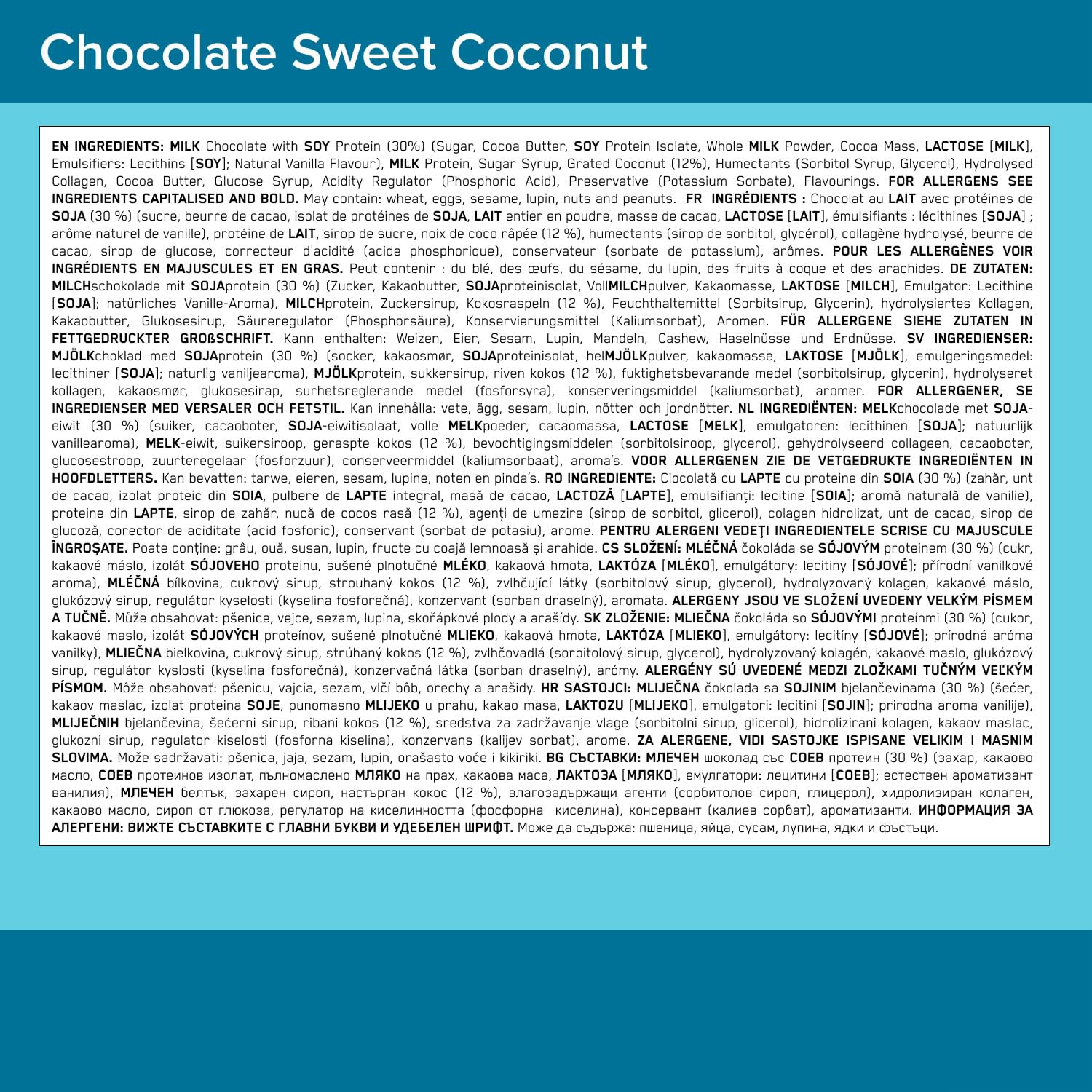 Optimum Nutrition Protein Bars - Chocolate Sweet Coconut - 12 x 59g - Soy Protein - Pre/Post Workout Gym Snack - Damaged Box - BBE 07/2026