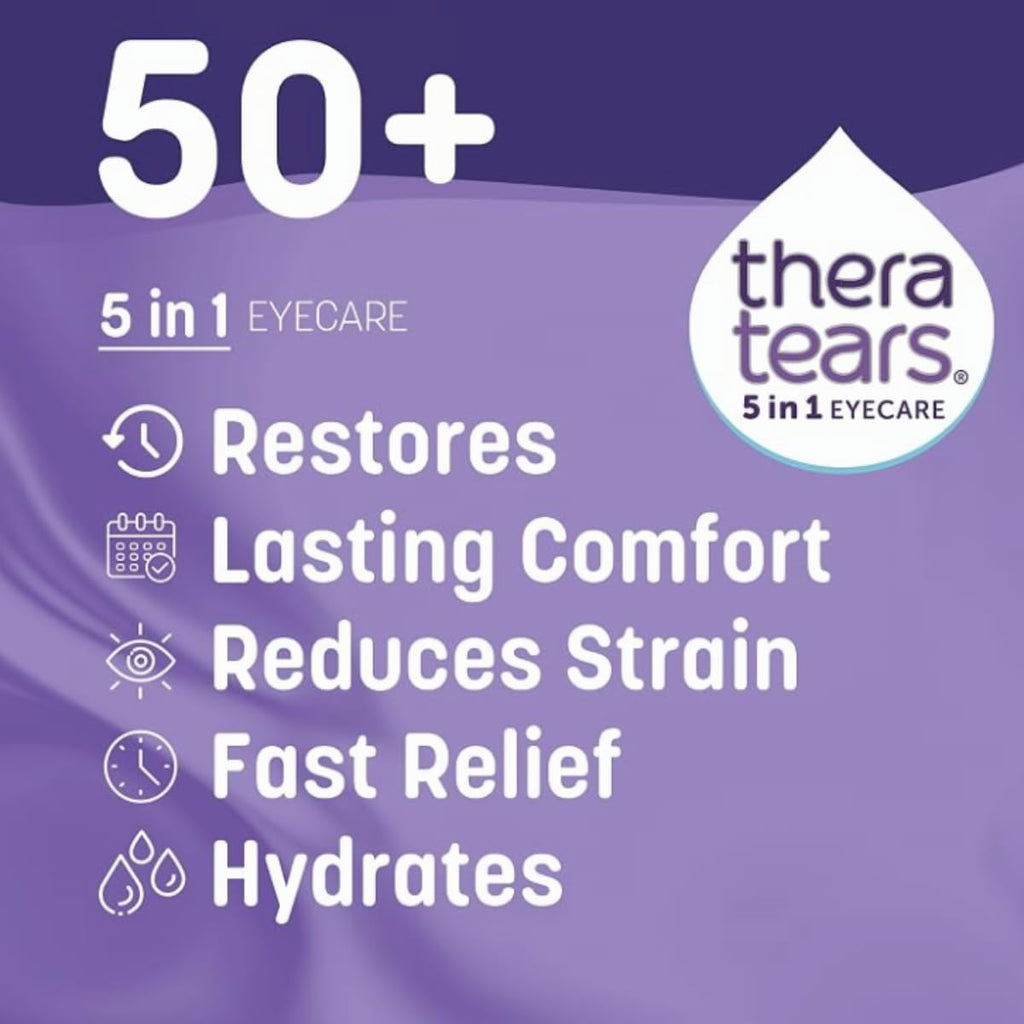 TheraTears Dry or Tired Eye Drops 50+ - Restores & Hydrates Mature Eyes - Contact Lens Friendly - 10ml - Damaged Box - BBE 08/2026