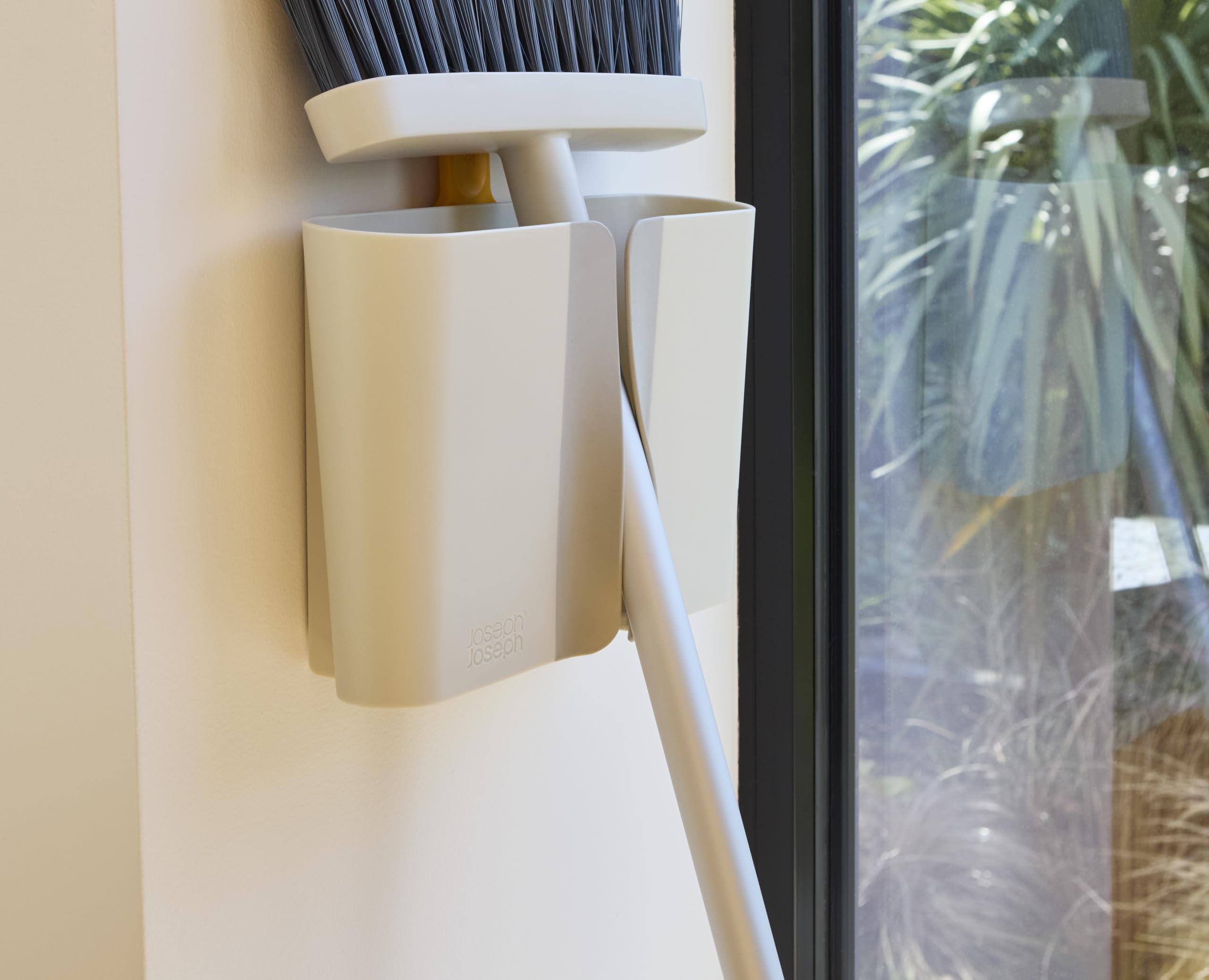 Joseph Joseph CleanTech Wall-Mounted Long Handle Broom Sweeper - Soft Bristle Floor Brush with Dust-Shield Storage & Comb - Very Good