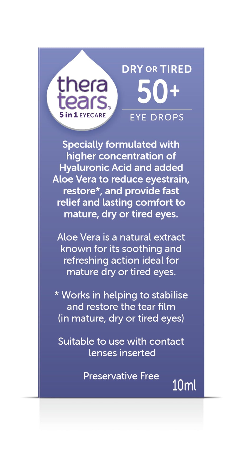 TheraTears Dry or Tired Eye Drops 50+ - Restores & Hydrates Mature Eyes - Contact Lens Friendly - 10ml - Damaged Box - BBE 08/2026