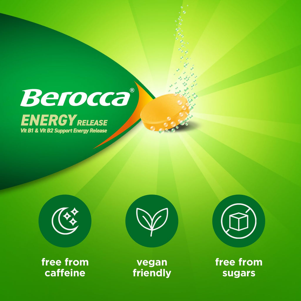 Berocca Vitamin C Effervescent Tablets - Orange Flavour - Magnesium, B12, B Complex - 45 Tablets - Damaged Box - BBE 12/2027