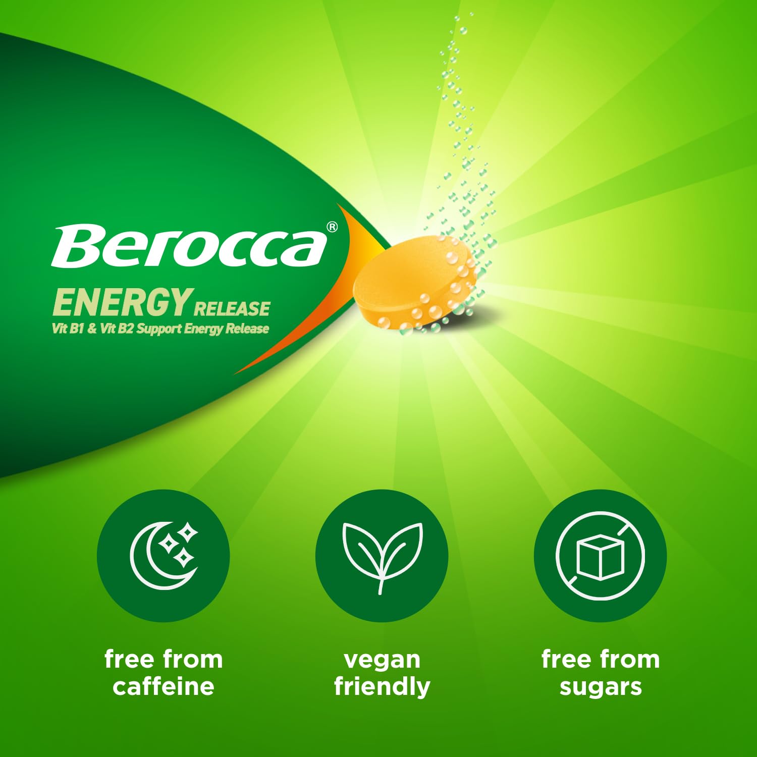 Berocca Vitamin C Effervescent Tablets - Orange Flavour - Magnesium, B12, B Complex - 45 Tablets - Damaged Box - BBE 12/2027