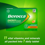 Berocca Vitamin C Effervescent Tablets - Orange Flavour - Magnesium, B12, B Complex - 45 Tablets - Damaged Box - BBE 12/2027