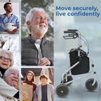 Days Tri Wheel Folding Walker - Mobility Aid, Loop Brakes, Height Adjustable, Chrome Plated Rollator - Good