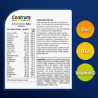 Centrum Advance 50+ Multivitamin & Mineral Tablets - Adults Over 50 - Vitamin D C Zinc - 180 Tablets - Damaged Box - BBE 12/2027
