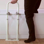 NRS Swedish Bath Rail - Height Adjustable White Bath Grab Handle - Floor & Clamp Fixed Support 62.5-83cm - Like New