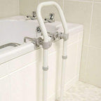 NRS Swedish Bath Rail - Height Adjustable White Bath Grab Handle - Floor & Clamp Fixed Support 62.5-83cm - Like New
