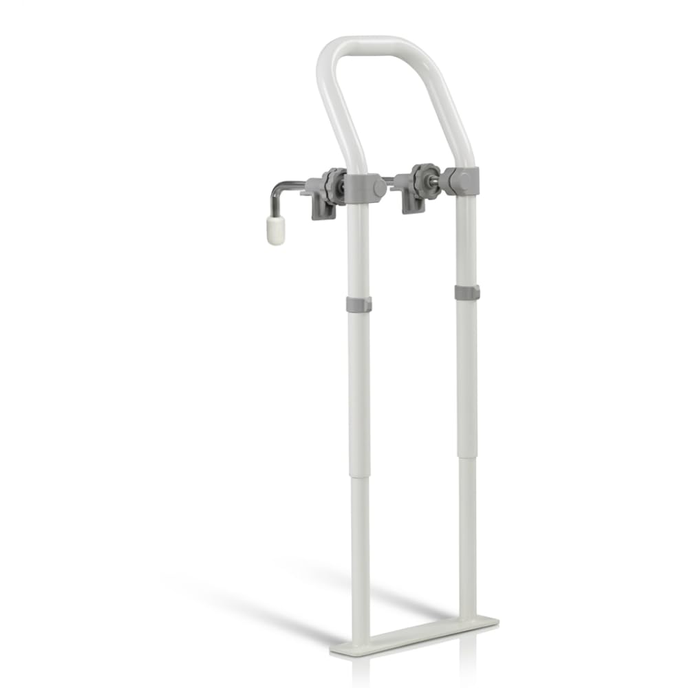 NRS Swedish Bath Rail - Height Adjustable White Bath Grab Handle - Floor & Clamp Fixed Support 62.5-83cm - Like New