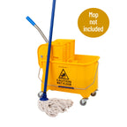 Mind Reader Mop Bucket with Wringer - 22 Qt 5.5 Gallon Yellow - Floor Cleaning Handle Wheels (Mop Not Included) - Damaged Box