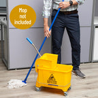 Mind Reader Mop Bucket with Wringer - 22 Qt 5.5 Gallon Yellow - Floor Cleaning Handle Wheels (Mop Not Included) - Damaged Box