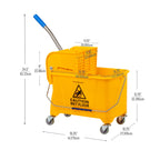 Mind Reader Mop Bucket with Wringer - 22 Qt 5.5 Gallon Yellow - Floor Cleaning Handle Wheels (Mop Not Included) - Damaged Box