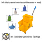 Mind Reader Mop Bucket with Wringer - 22 Qt 5.5 Gallon Yellow - Floor Cleaning Handle Wheels (Mop Not Included) - Damaged Box