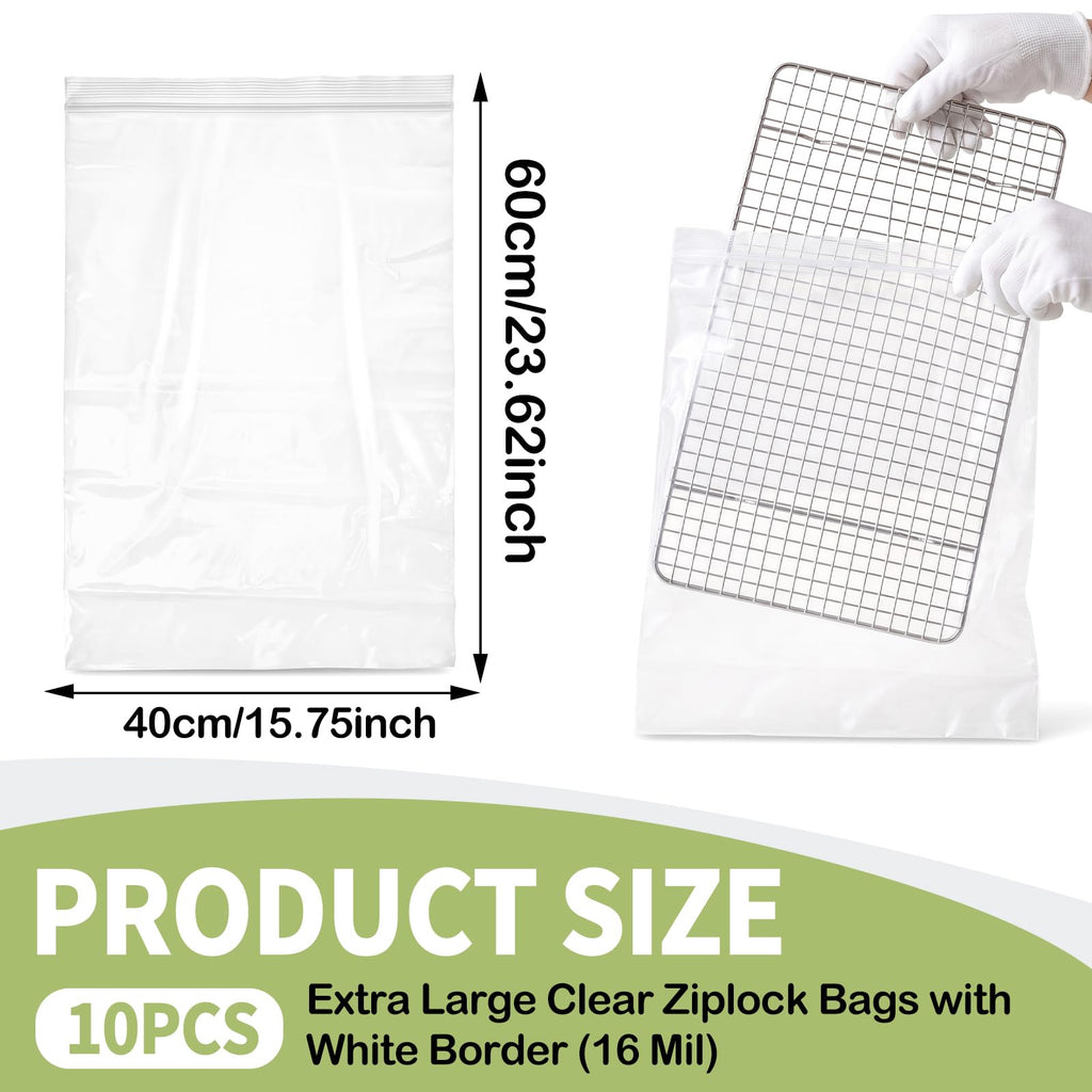 Oven Cleaner Bags - 10 Pack Reusable Oven Rack Grill Cleaning Bags 60x40cm Heavy Duty No Scrub Clear - New