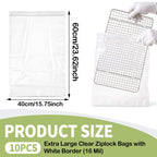 Oven Cleaner Bags - 10 Pack Reusable Oven Rack Grill Cleaning Bags 60x40cm Heavy Duty No Scrub Clear - New