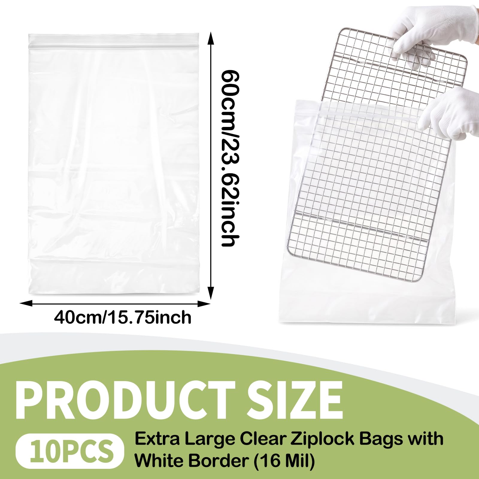 Oven Cleaner Bags - 10 Pack Reusable Oven Rack Grill Cleaning Bags 60x40cm Heavy Duty No Scrub Clear - New