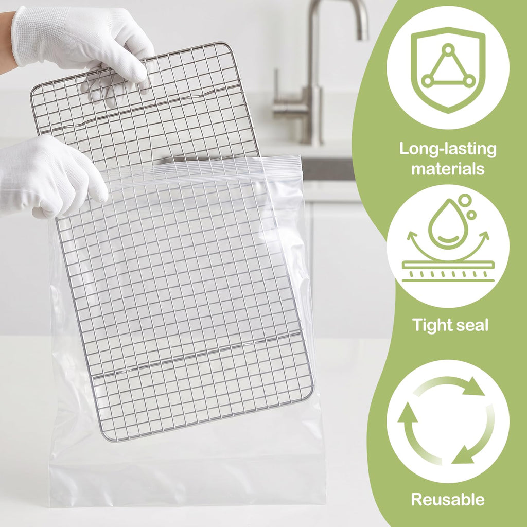 Oven Cleaner Bags - 10 Pack Reusable Oven Rack Grill Cleaning Bags 60x40cm Heavy Duty No Scrub Clear - New