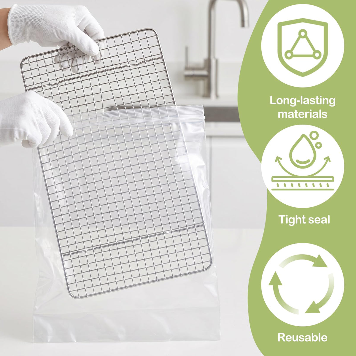 Oven Cleaner Bags - 10 Pack Reusable Oven Rack Grill Cleaning Bags 60x40cm Heavy Duty No Scrub Clear - New