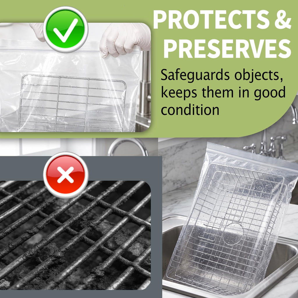 Oven Cleaner Bags - 10 Pack Reusable Oven Rack Grill Cleaning Bags 60x40cm Heavy Duty No Scrub Clear - New