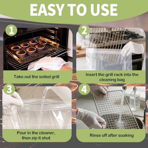 Oven Cleaner Bags - 10 Pack Reusable Oven Rack Grill Cleaning Bags 60x40cm Heavy Duty No Scrub Clear - New