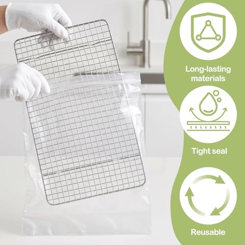 Oven Cleaner Bags - 10 Pack Reusable Oven Rack Grill Cleaning Bags 60x40cm Heavy Duty No Scrub Clear - New