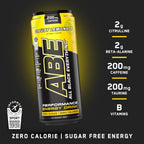 Applied Nutrition ABE Pre Workout Drink - Cloudy Lemonade - 12 Cans x 330ml - Sugar Free Carbonated Energy Beverage - Damaged Box - BBE 02/2028