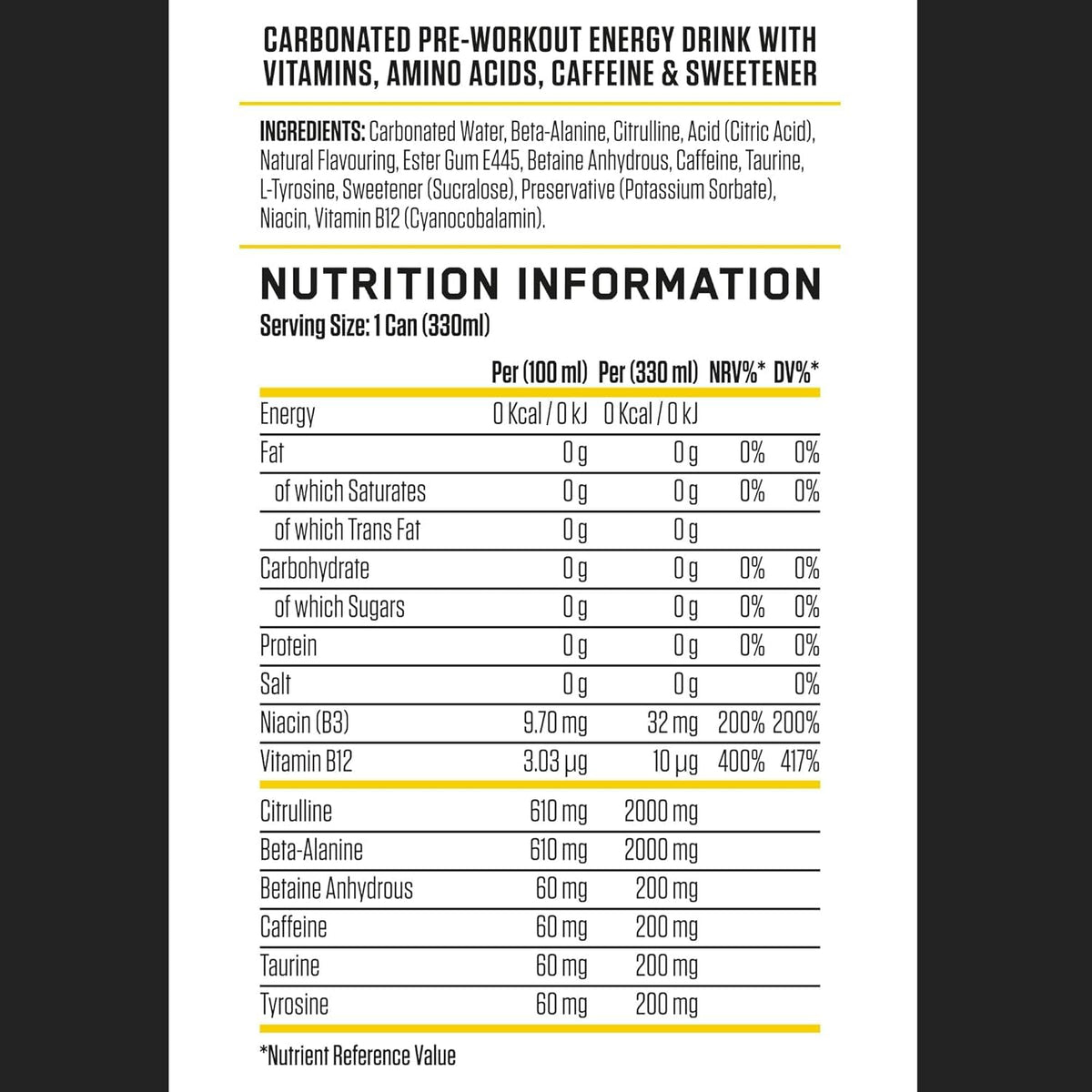 Applied Nutrition ABE Pre Workout Drink - Cloudy Lemonade - 12 Cans x 330ml - Sugar Free Carbonated Energy Beverage - Damaged Box - BBE 02/2028