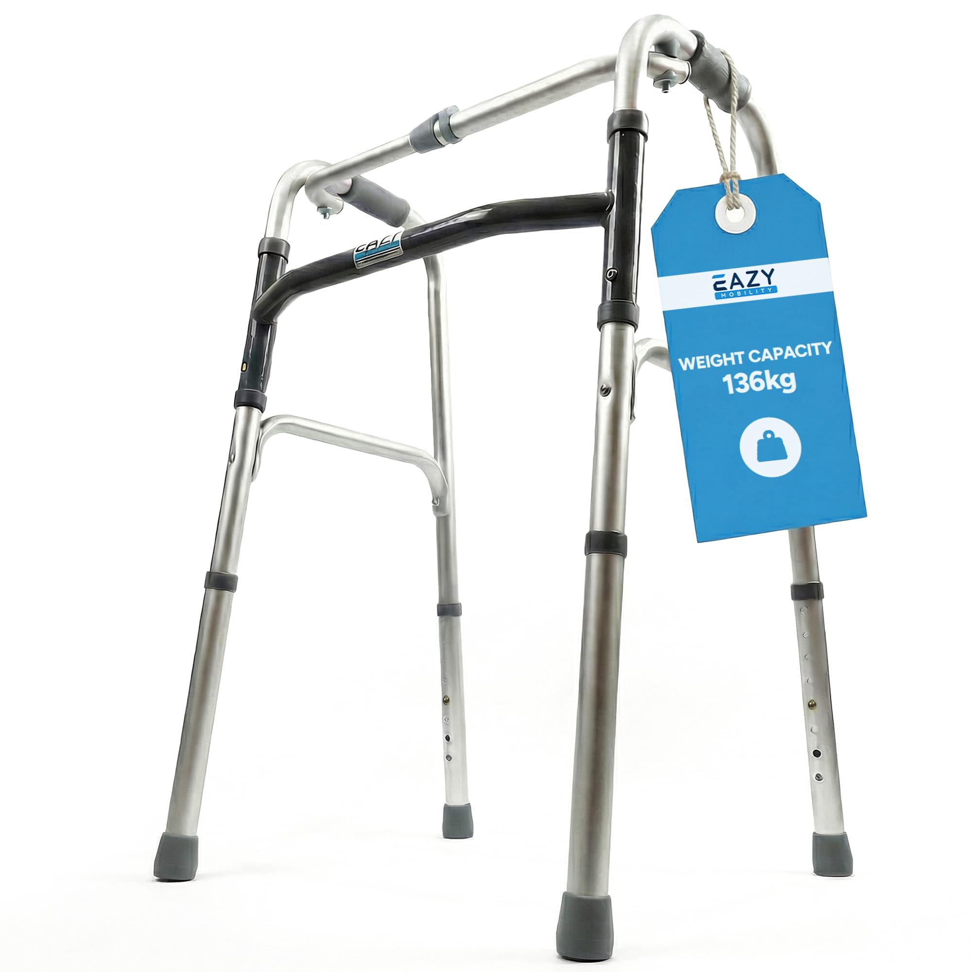 Eazy Folding Walking Frame  Without Wheels - Adjustable Walker - Lightweight Portable Mobility Aid for Seniors Disabled Adults - Very Good