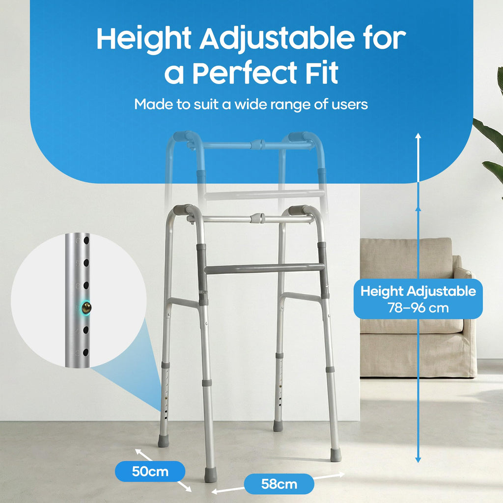 Eazy Folding Walking Frame  Without Wheels - Adjustable Walker - Lightweight Portable Mobility Aid for Seniors Disabled Adults - Very Good