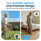 Eazy Folding Walking Frame  Without Wheels - Adjustable Walker - Lightweight Portable Mobility Aid for Seniors Disabled Adults - Very Good