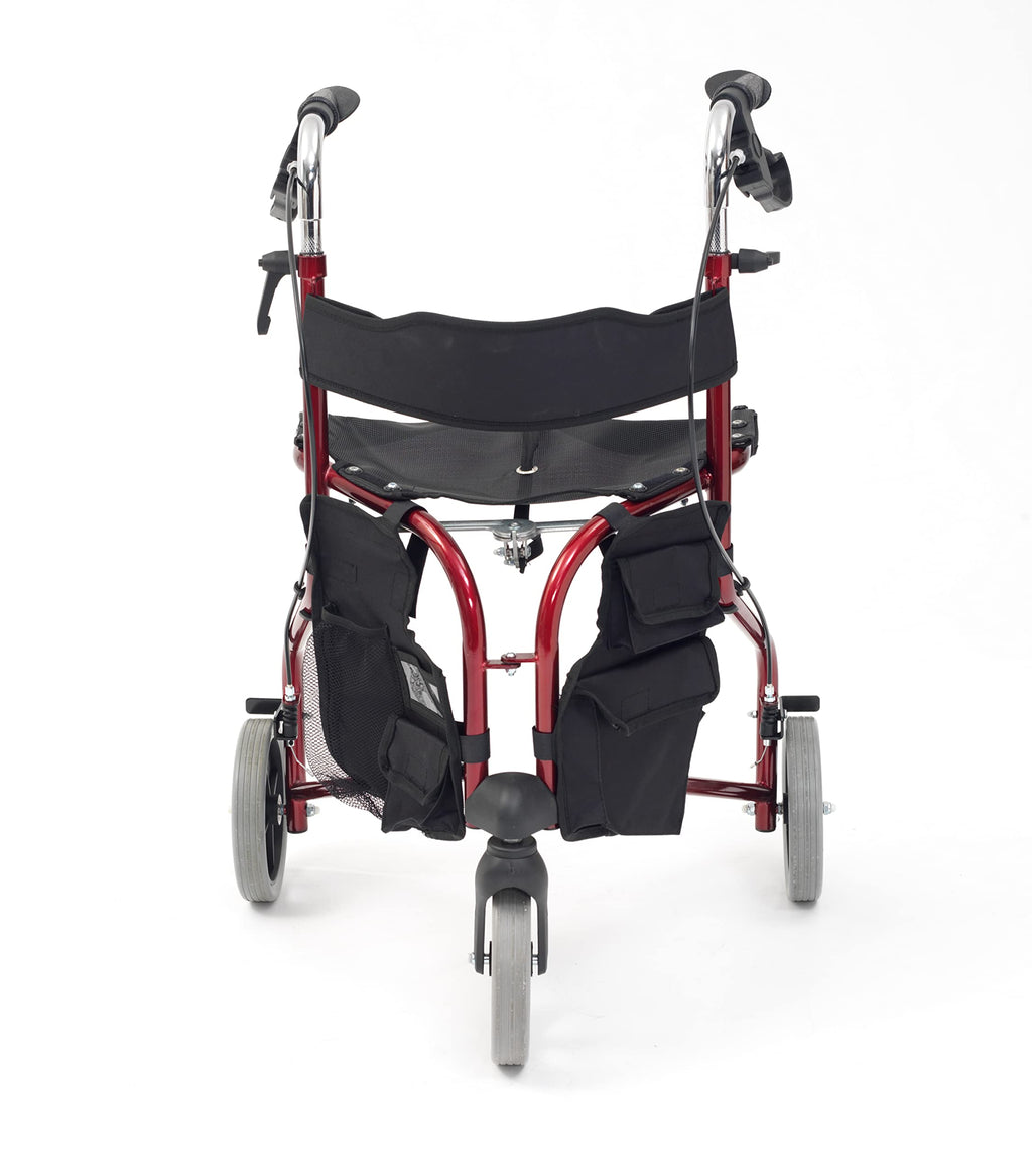 Drive Devilbiss Tri-Walker Walking Aid with Seat & Backrest - Red 3-Wheel Rollator Mobility Walker - Damaged Box