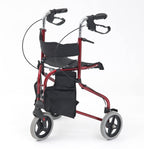 Drive Devilbiss Tri-Walker Walking Aid with Seat & Backrest - Red 3-Wheel Rollator Mobility Walker - Damaged Box