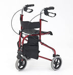 Drive Devilbiss Tri-Walker Walking Aid with Seat & Backrest - Red 3-Wheel Rollator Mobility Walker - Damaged Box