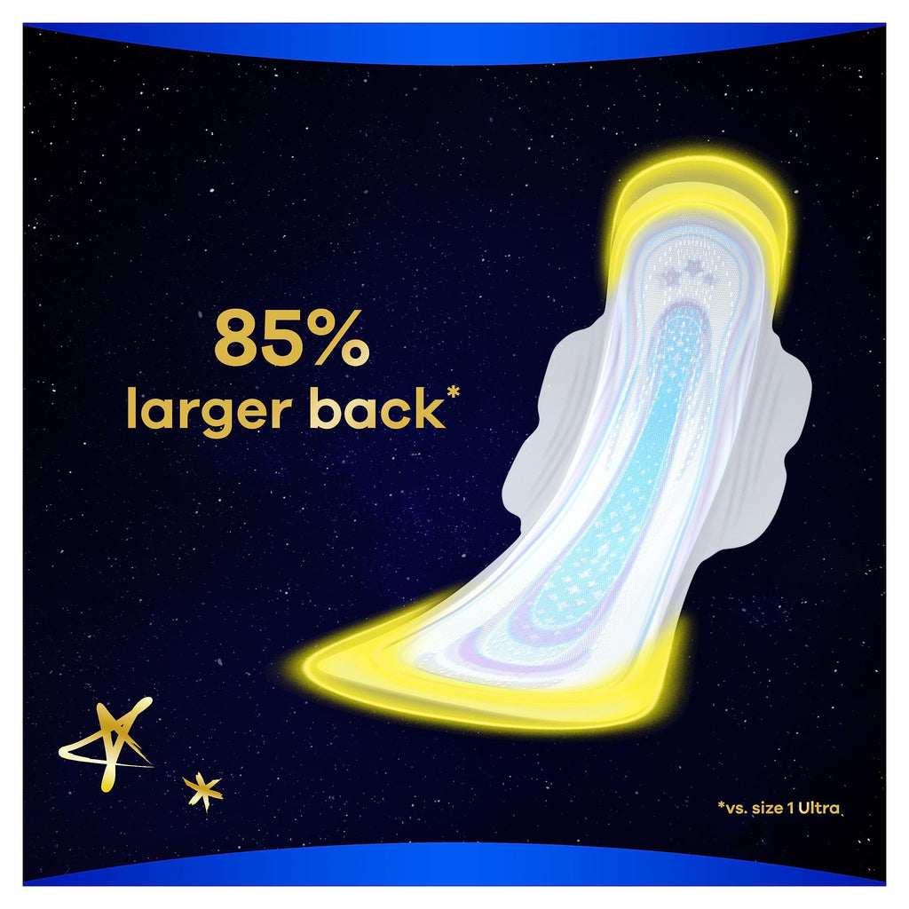 Always Ultra Sanitary Towels Secure Night Extra Size 5 - 18 x 4 Pack - 72 Pads Total - Absorbent Sanitary Pads - New