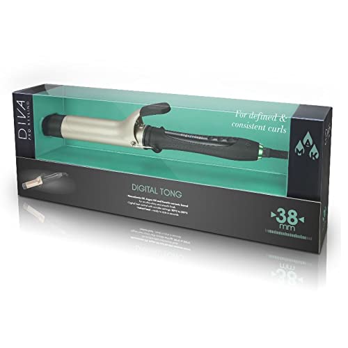 Diva Pro Styling Digital Tong - 38mm Ceramic Barrel - Macadamia Argan Oil Keratin Infused - PRO313 Curling Iron Wand - Like New
