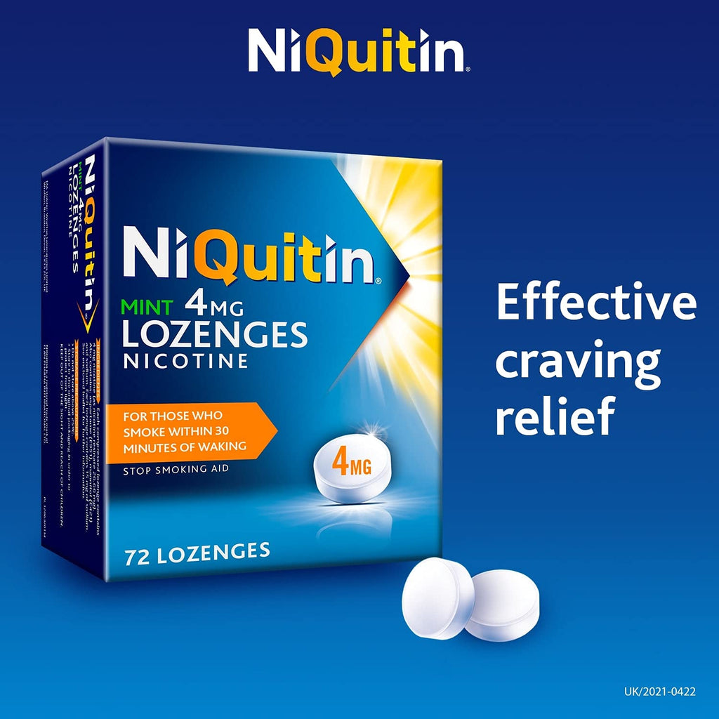 NiQuitin Mint Nicotine Lozenges 4mg - Stop Smoking Aid - 72 Count Quit Smoking Tablets - New - BBE 12/2026