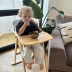 Safetots Deluxe Putaway Folding Wooden High Chair - Natural - Pre-Assembled - Baby Toddler Space Saving Highchair - Like New