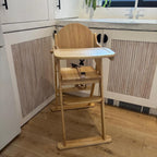 Safetots Deluxe Putaway Folding Wooden High Chair - Natural - Pre-Assembled - Baby Toddler Space Saving Highchair - Like New